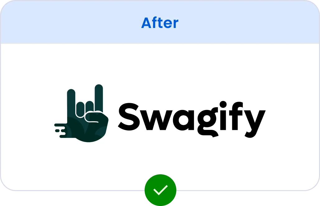 After example showing a clean vector Swagify logo.