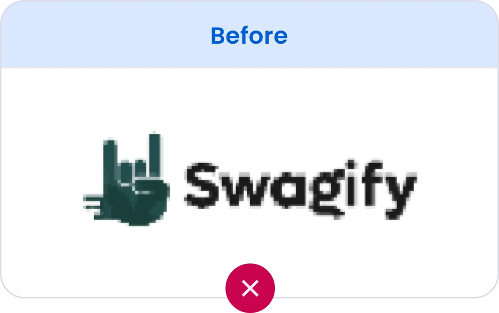Before example showing a raster Swagify logo.