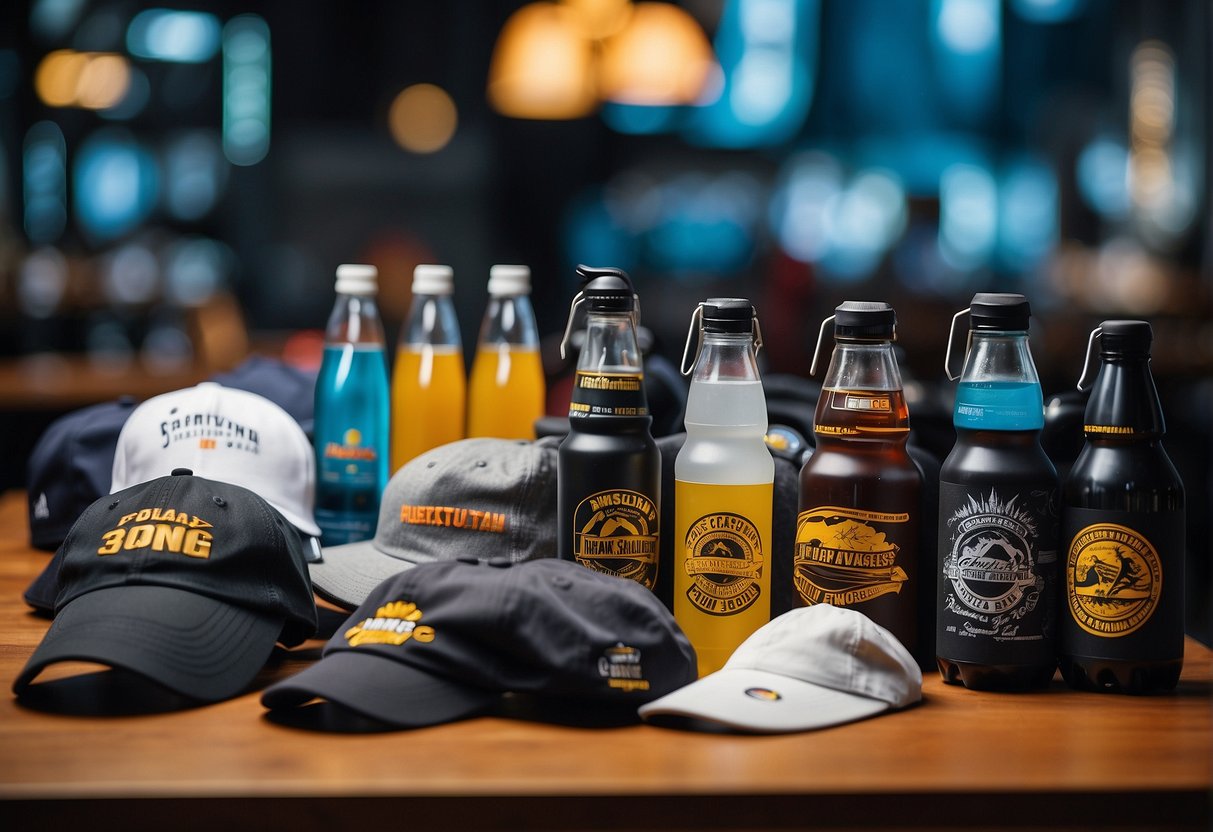 Custom swag caps and beer bottles