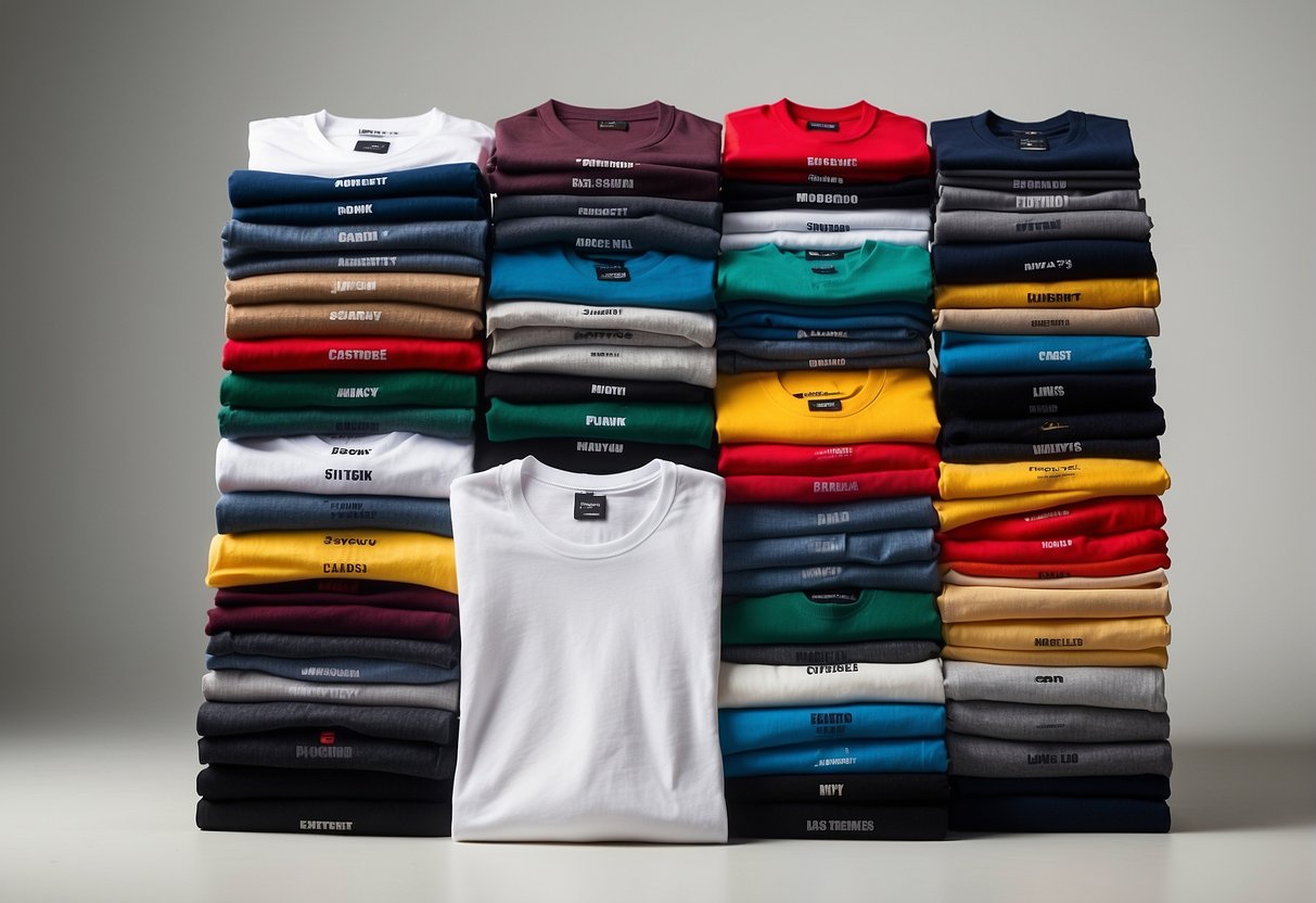 lots of t shirts for printing