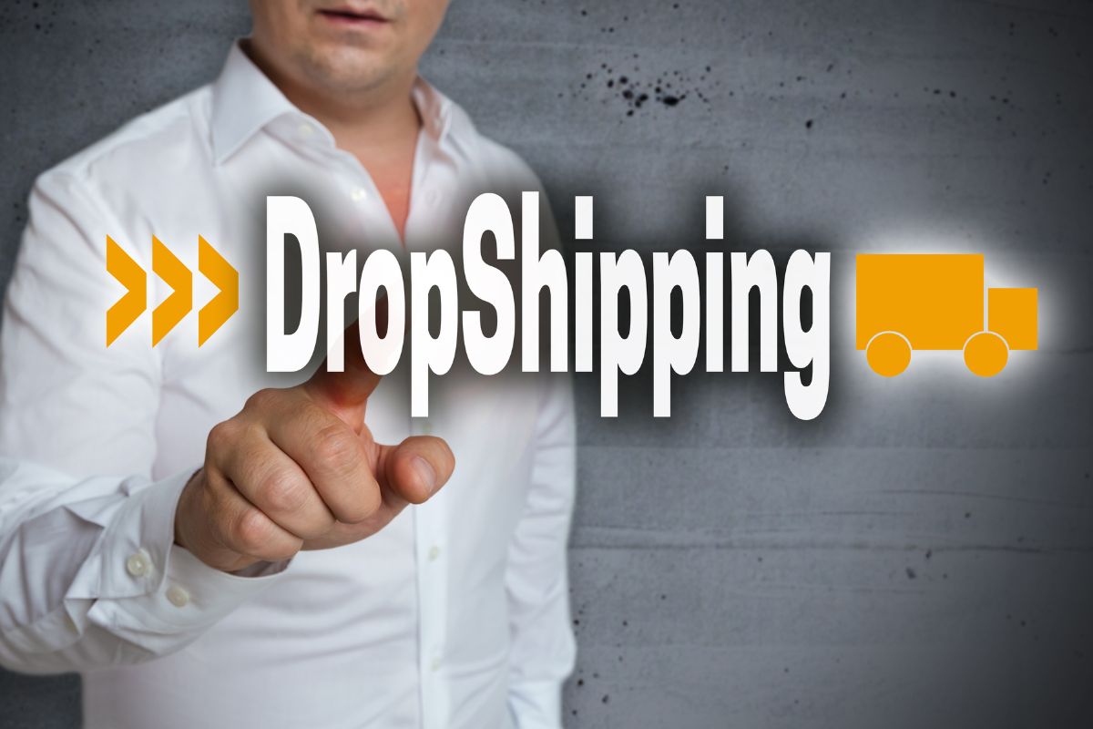 A man finger is pointing on DropShipping business ideas