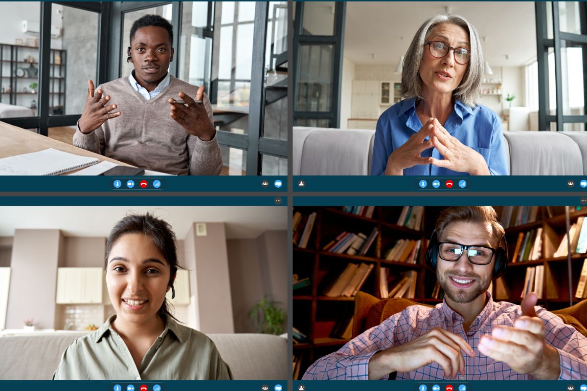 A virtual meeting setup is created for the employees