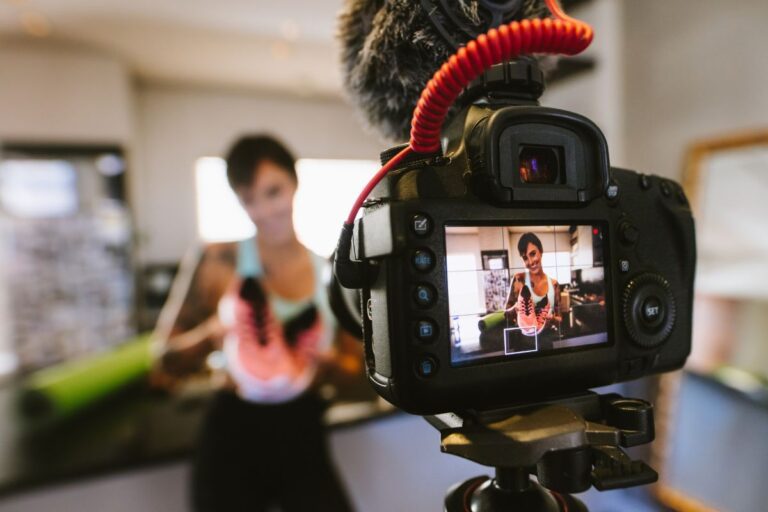 A youtuber selling her merch