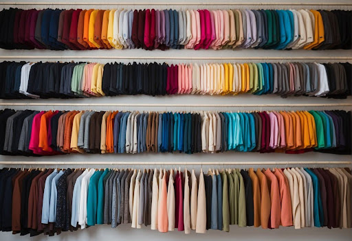 Colourful garment options displayed on a bella canvas color chart