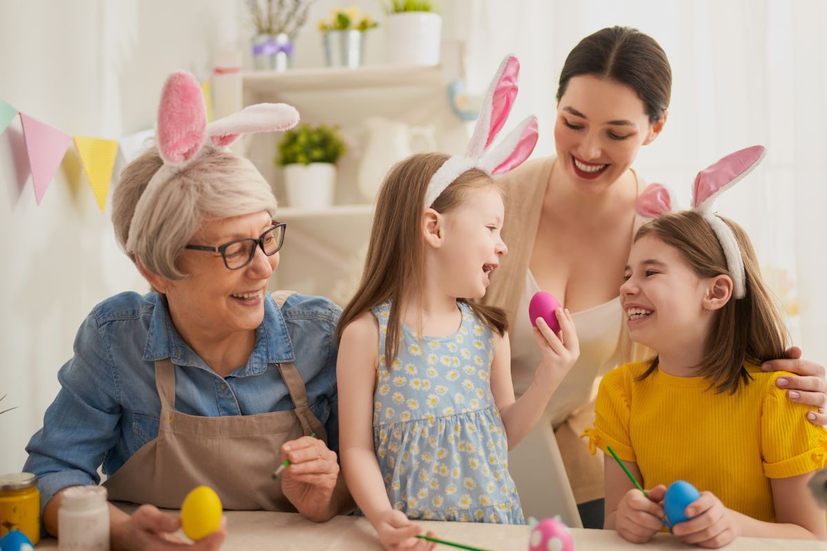 Family happy & excited about easter