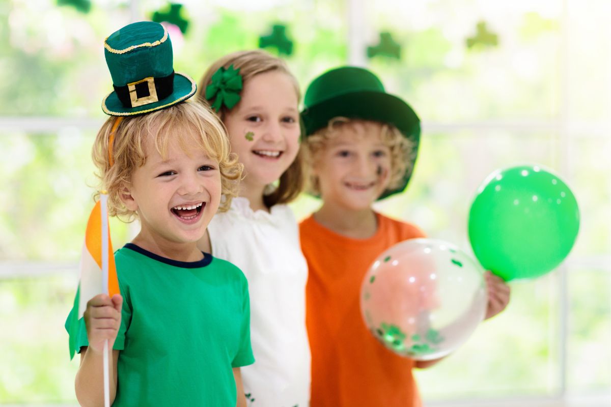 Kids wearing T shirt celebrating St patricks day