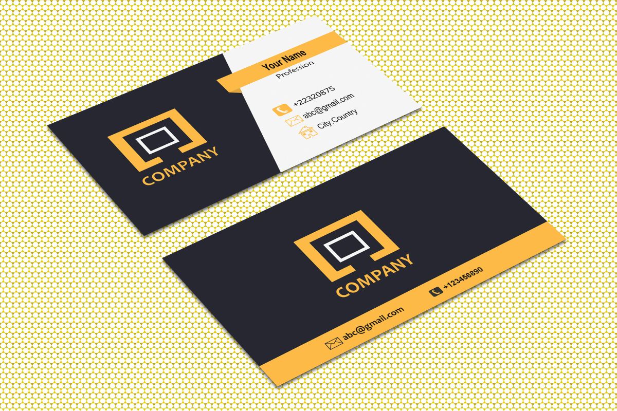 Orange and dark black color business card