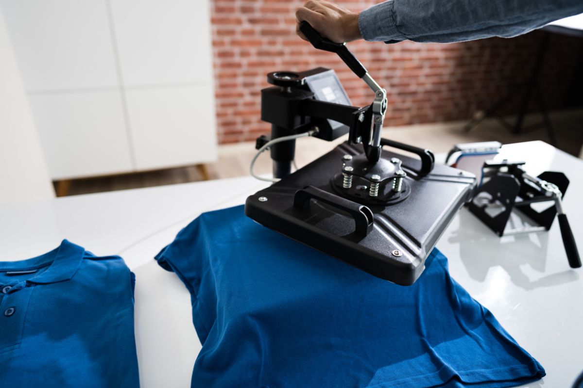 T shirts production process going on in a factory