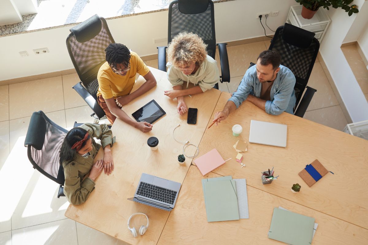 Team member planning business idea with each other and planning on it