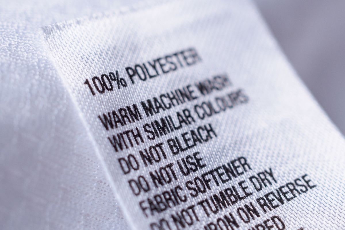 Washing instructions tag on a cloth for Different types of cloth