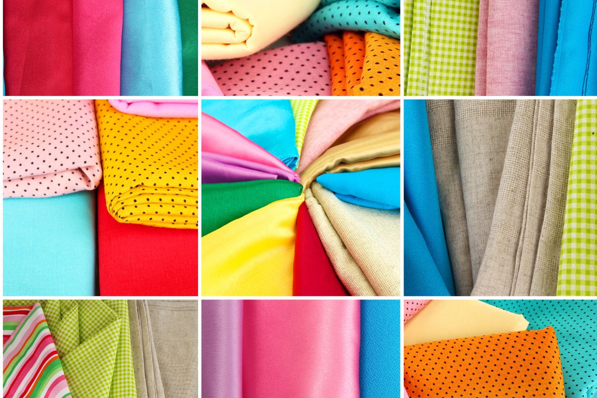 displaying variety of viscose fabric in different color