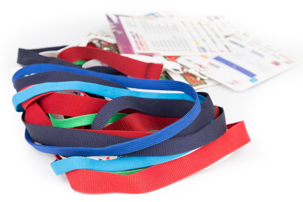A collection of Polyester Lanyards of different colors