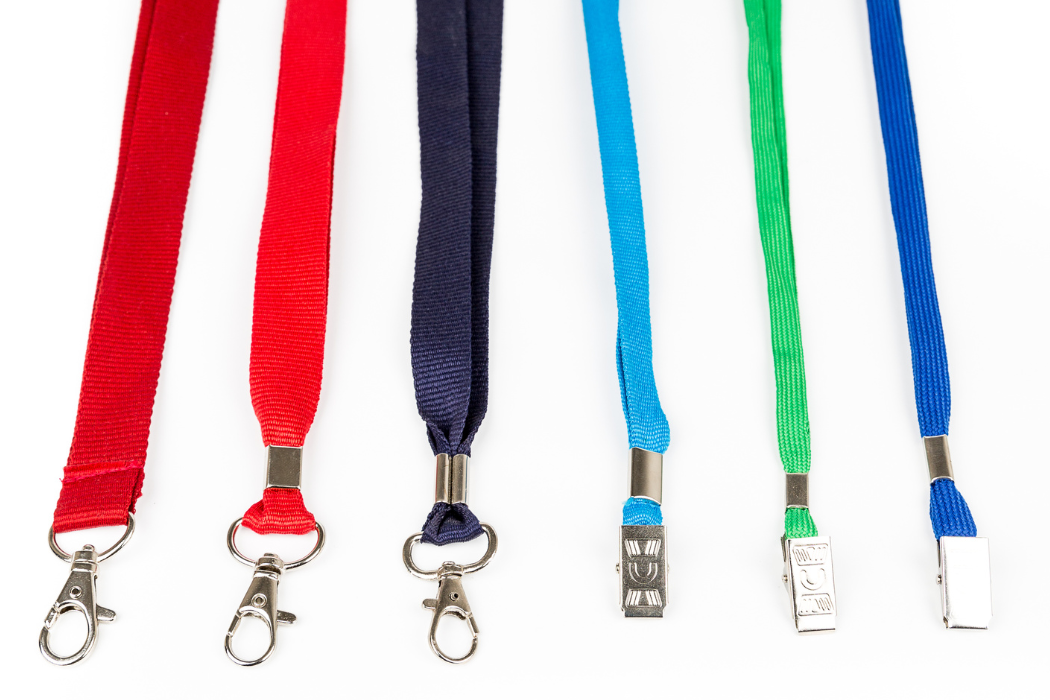 A collection of different attachment lanyards kept together.