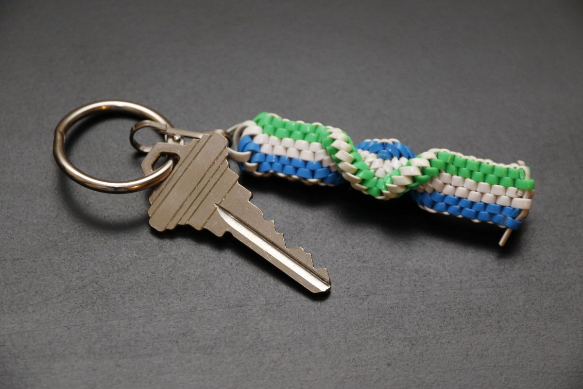 A recycled plastic lanyard for the key.
