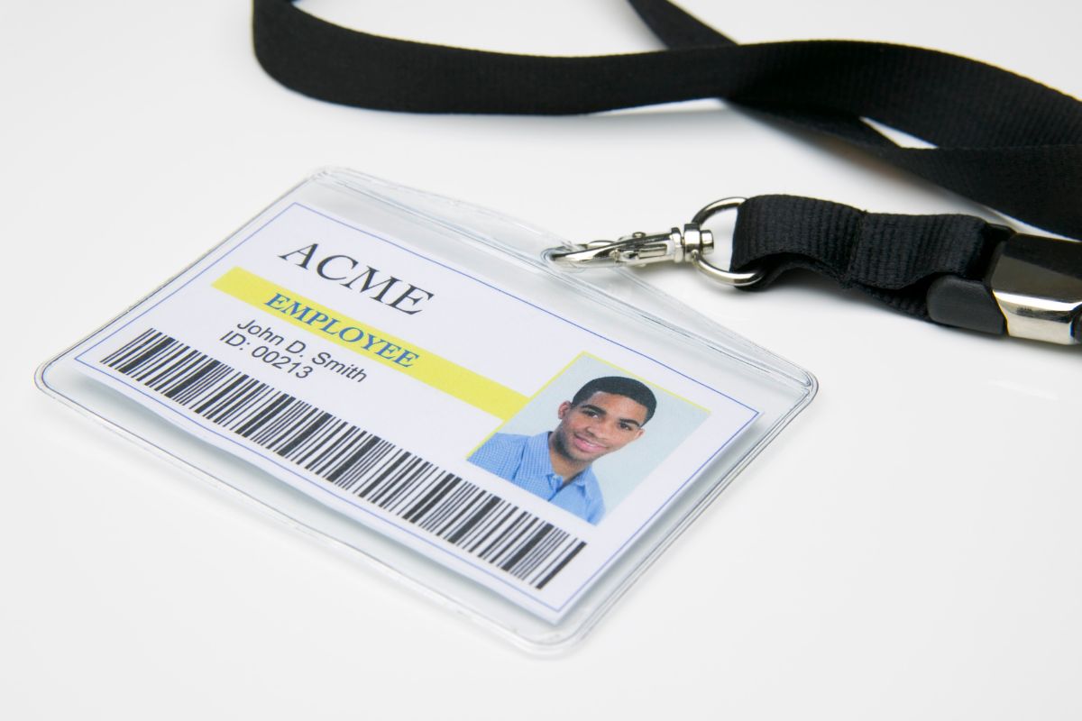 An employee information printed on lanyard with codes for security purpose