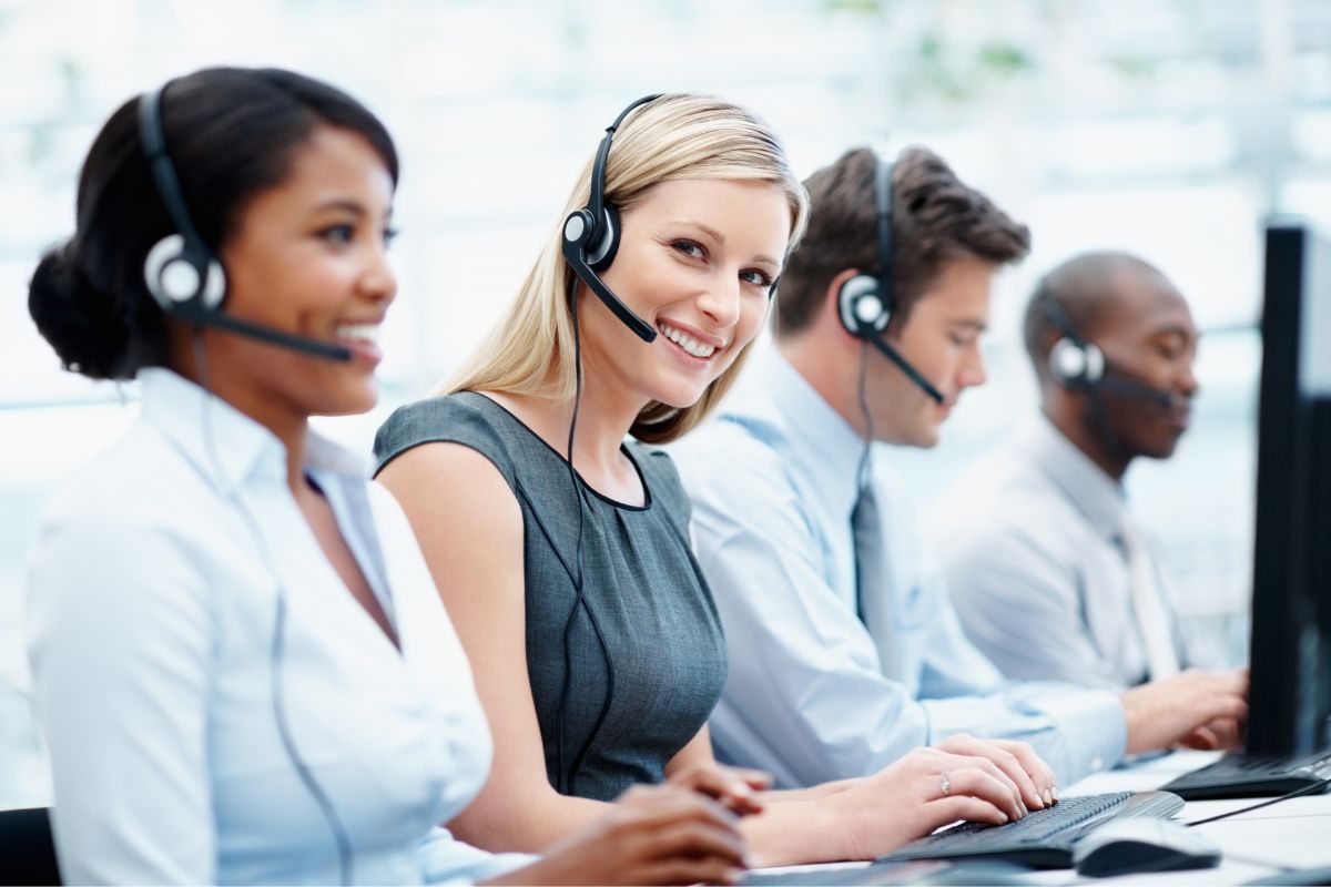 Customer support service staff giving services to customer over the call