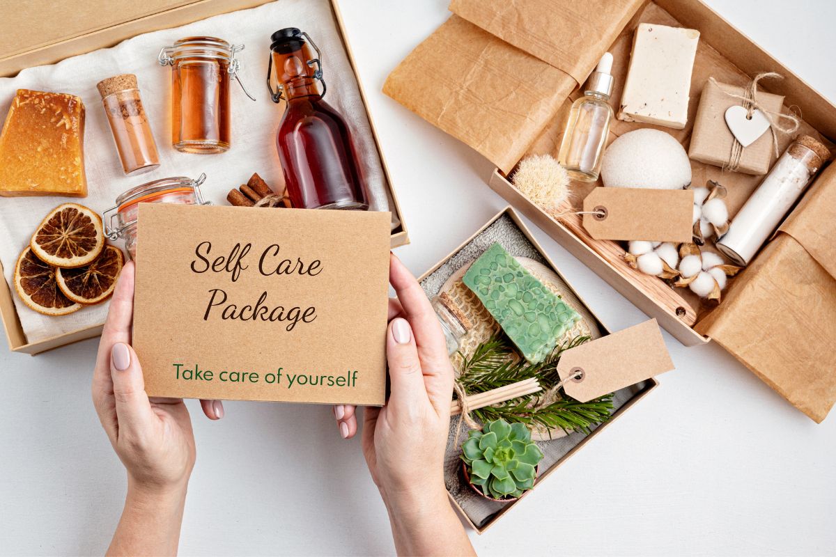 Gift boxes featuring self care and wellness items perfect as thank you gifts for clients