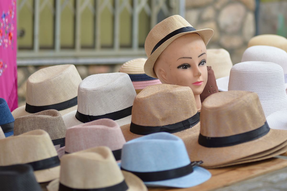 Hats displayed for sale