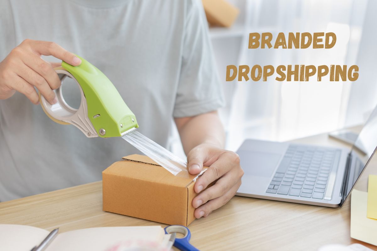 Man packing his branded dropshipping product to supply