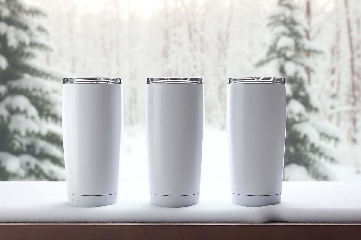 Three white tumbler