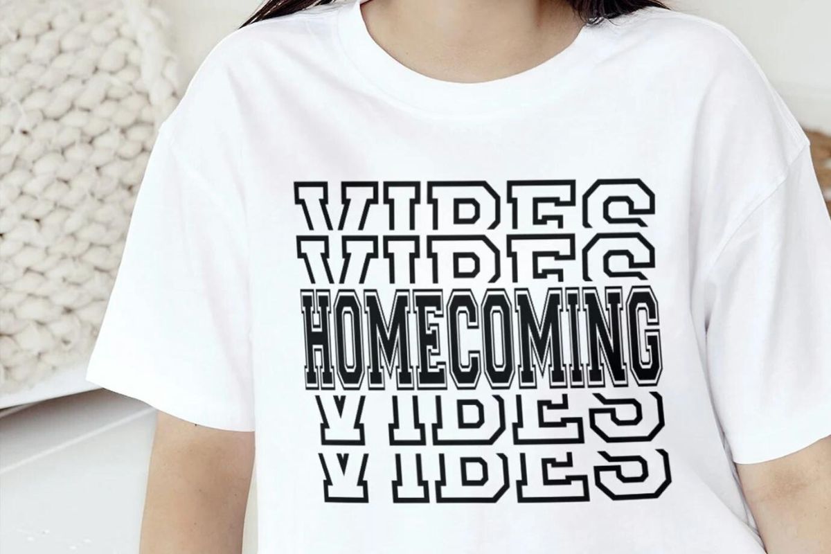 A girl wearing homecoming designed t shirt