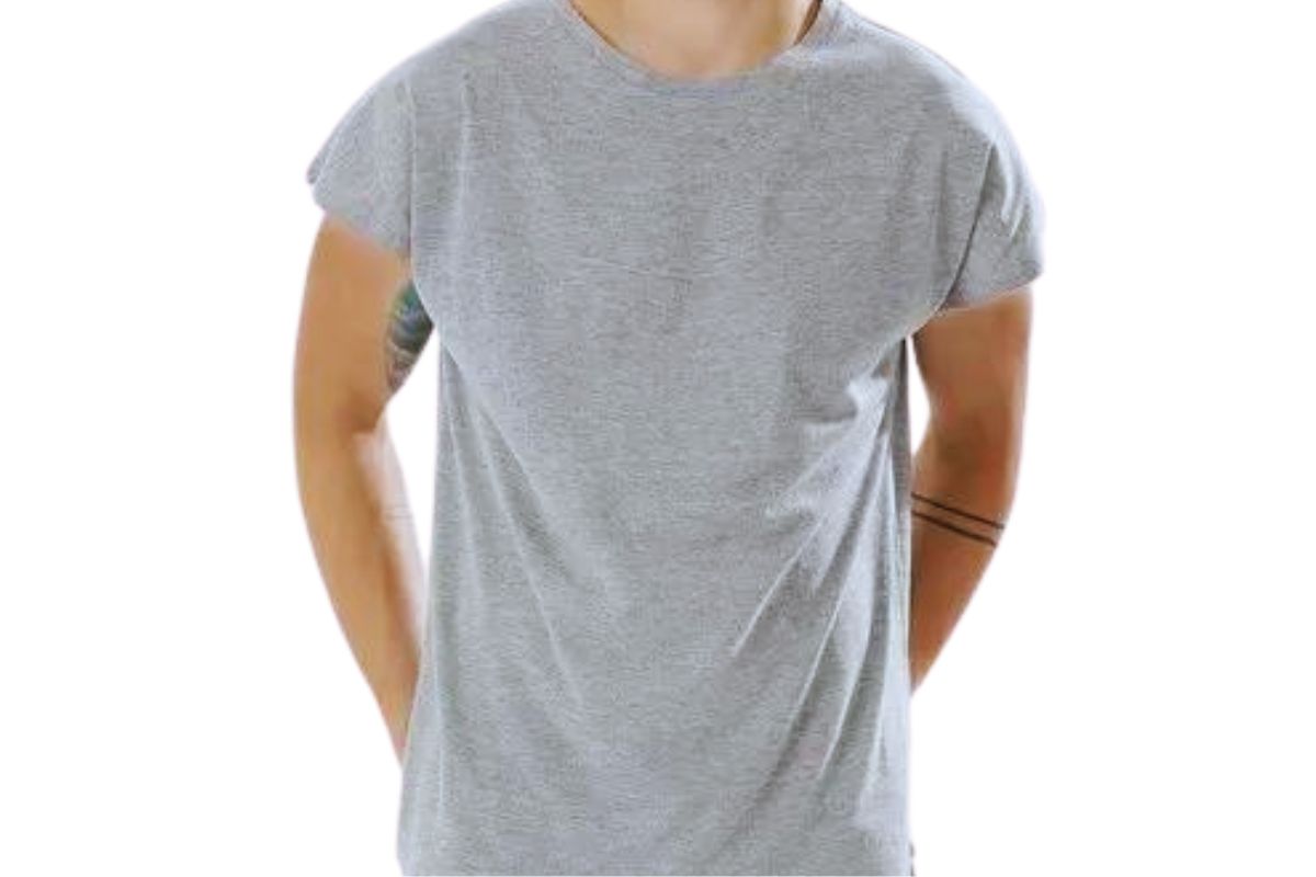 A guy wearing a cap sleeve t shirt