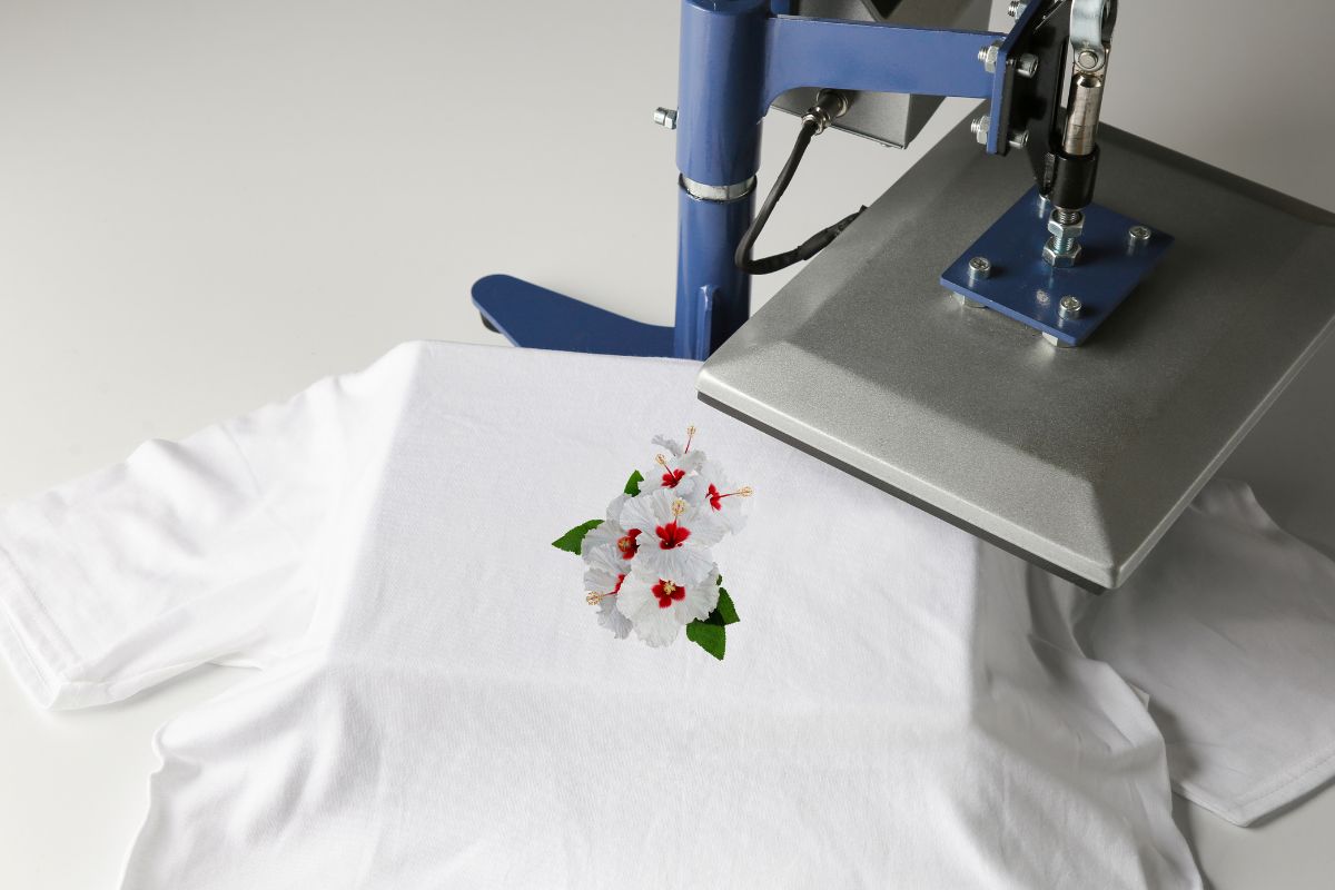 A machine printing small image on custom t shirt