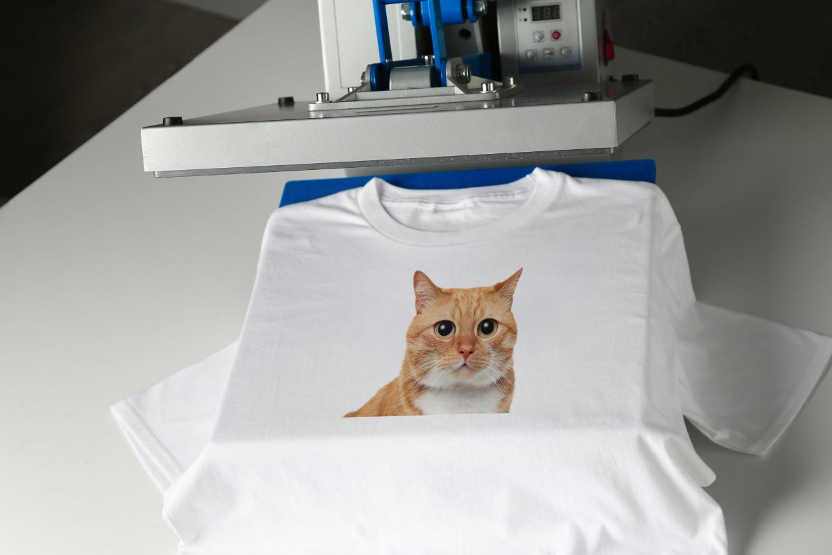 A machine using imprint colors for high quality t shirt printing