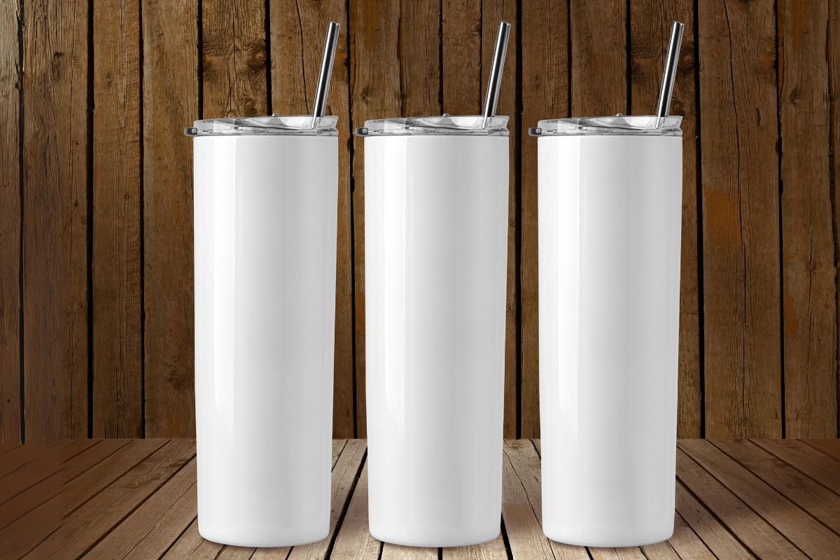 A set of three white tumbler best for printing brand relative message and logos