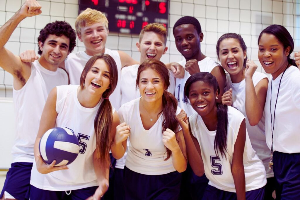 A volley ball team wearing customized t shirt