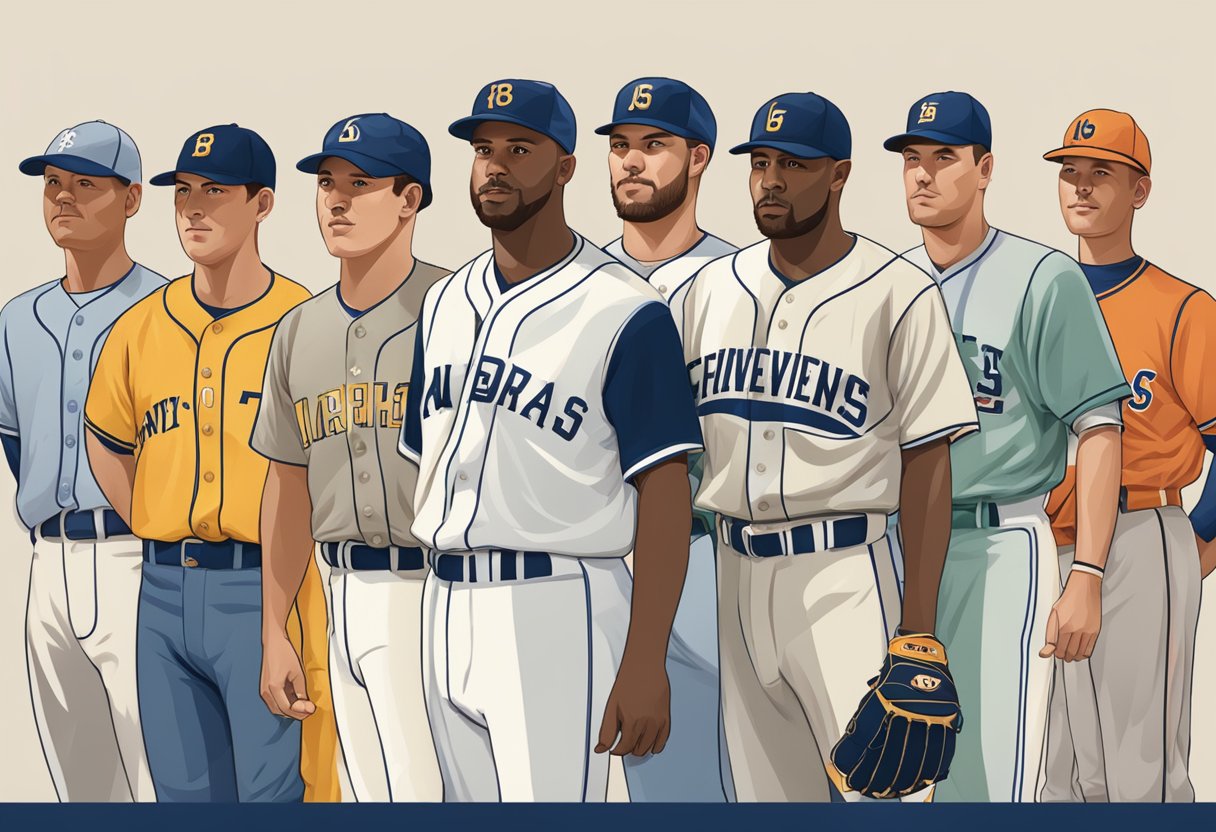 Baseball players wearing different color schemes uniform