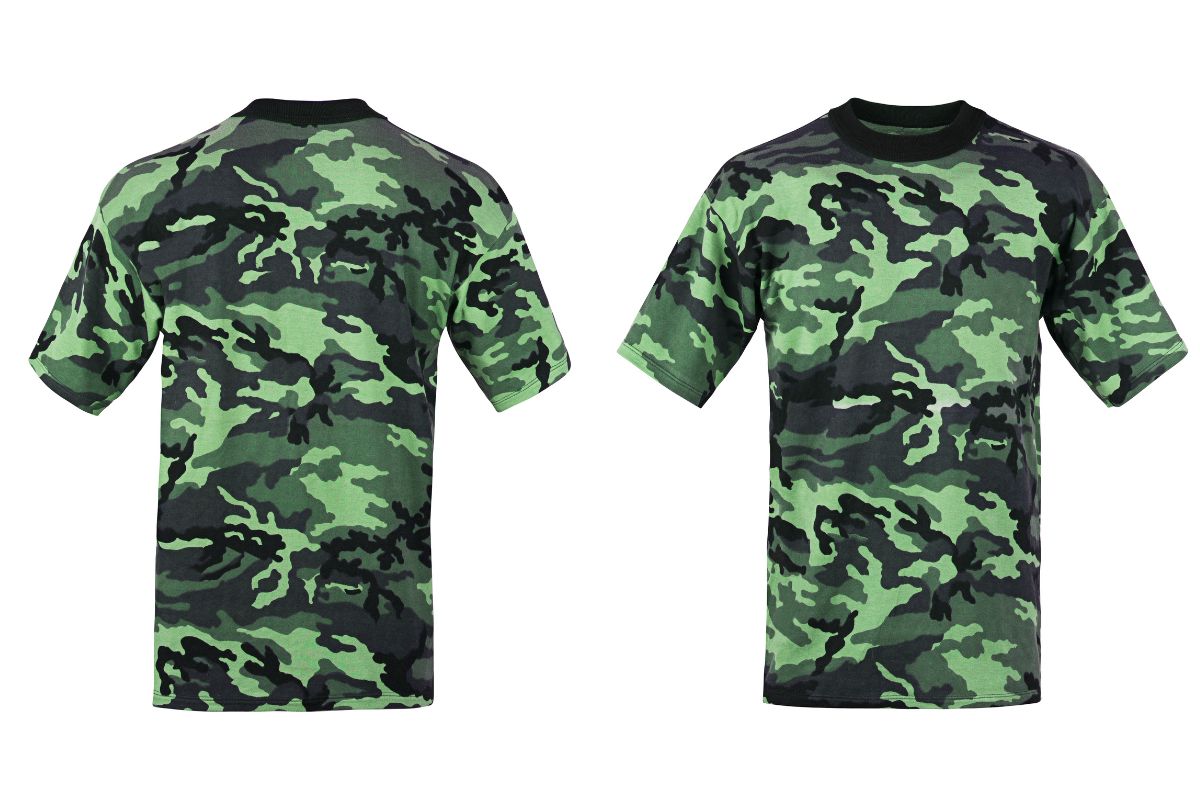 Camouflage shirts front and back view.