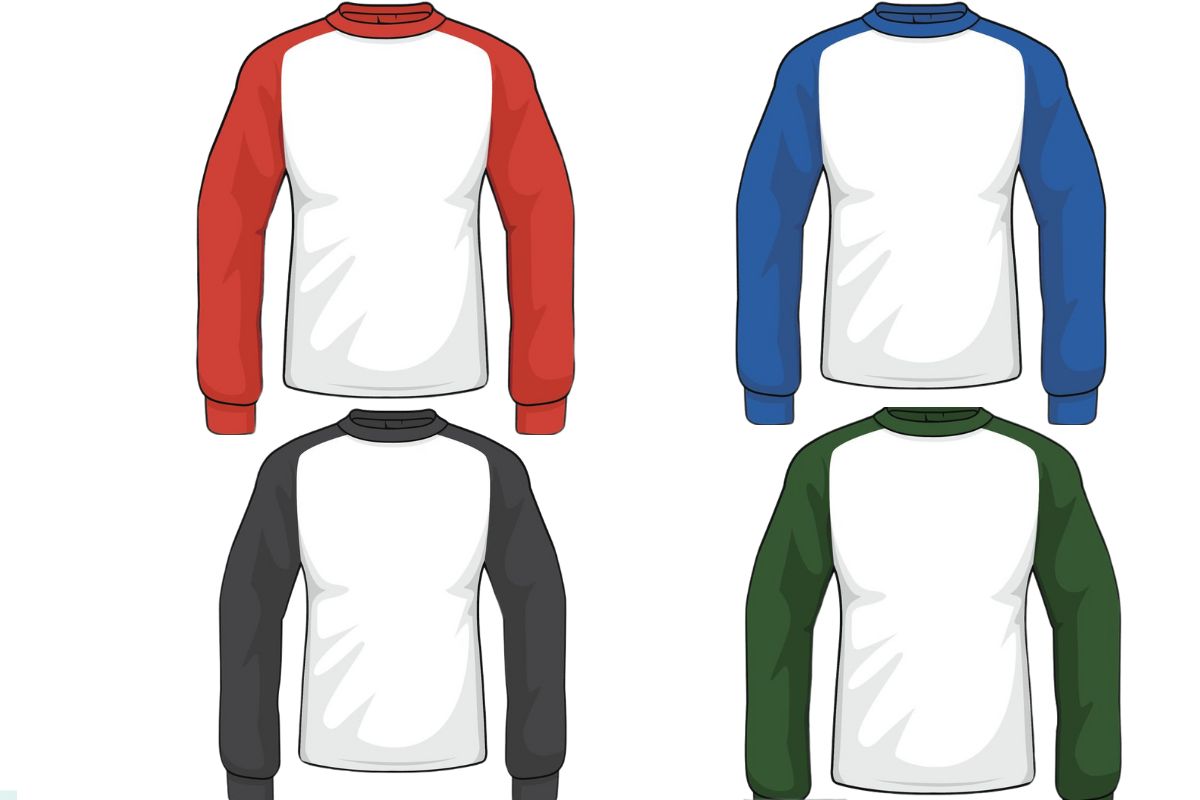 Different types of raglan t shirt design shown in the image