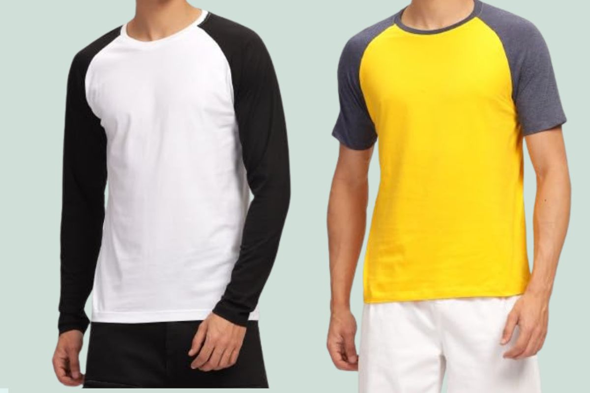 Full sleeve and half Raglan t shirt worn by a person