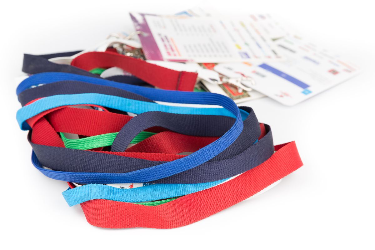 High quality and durable lanyards kept together.