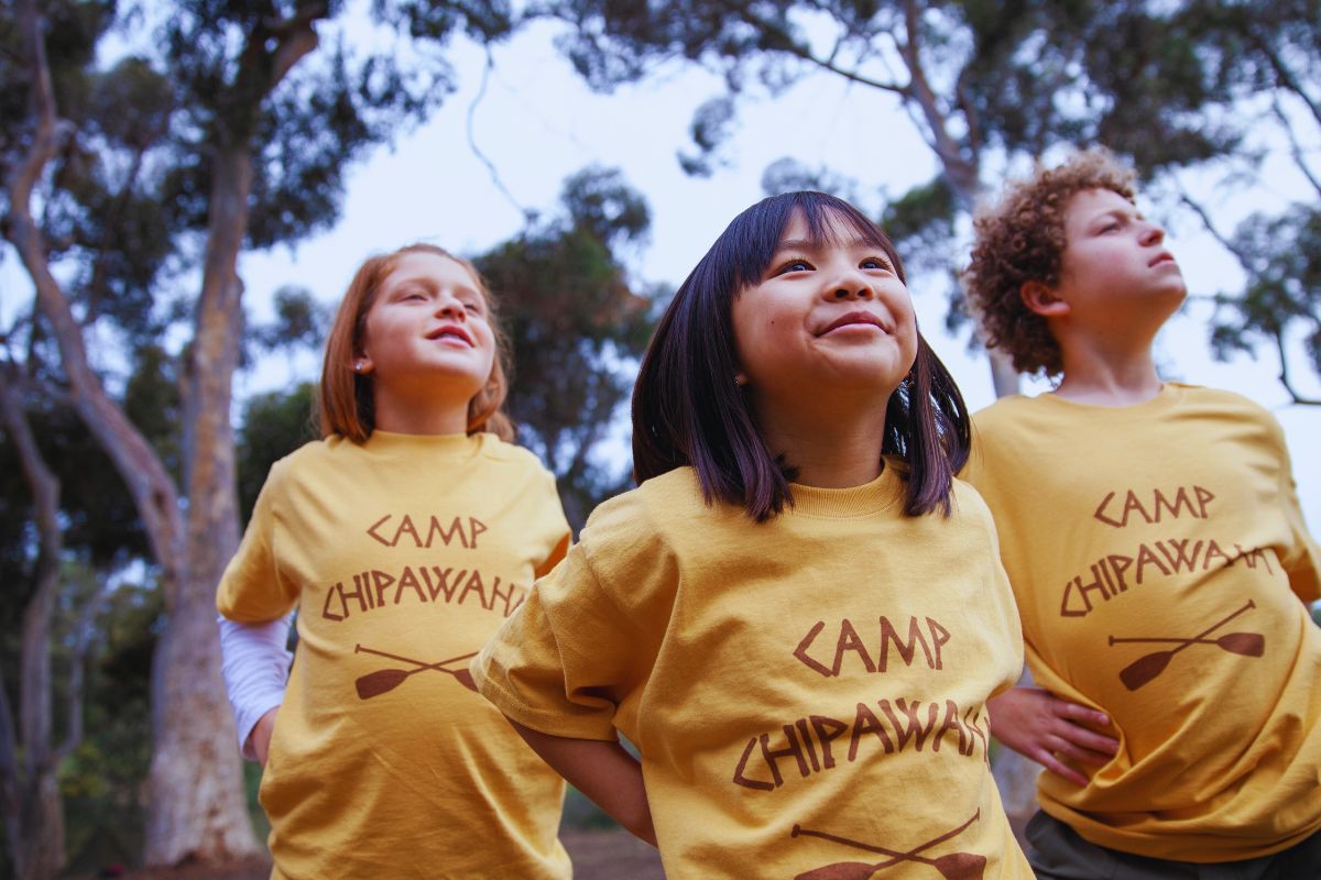 Kids wearing camp t shirts