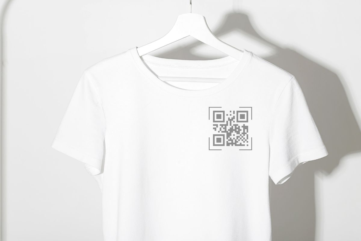 QR code on a white T Shirt