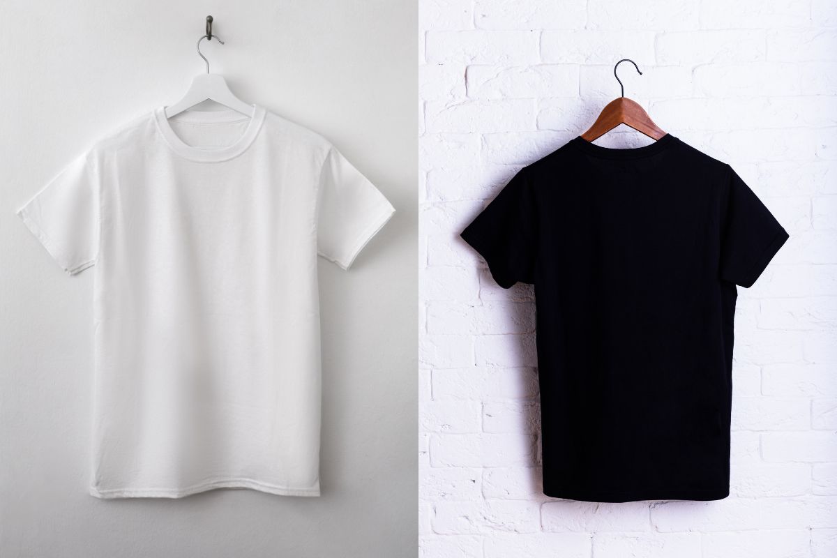 Ringspun Cotton shirt on the right side of the image and 100 percent cotton shirt on the left side
