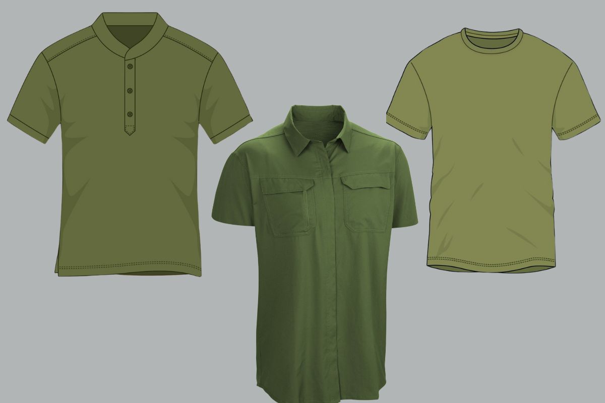 Three design of Military t shirts shown in the image