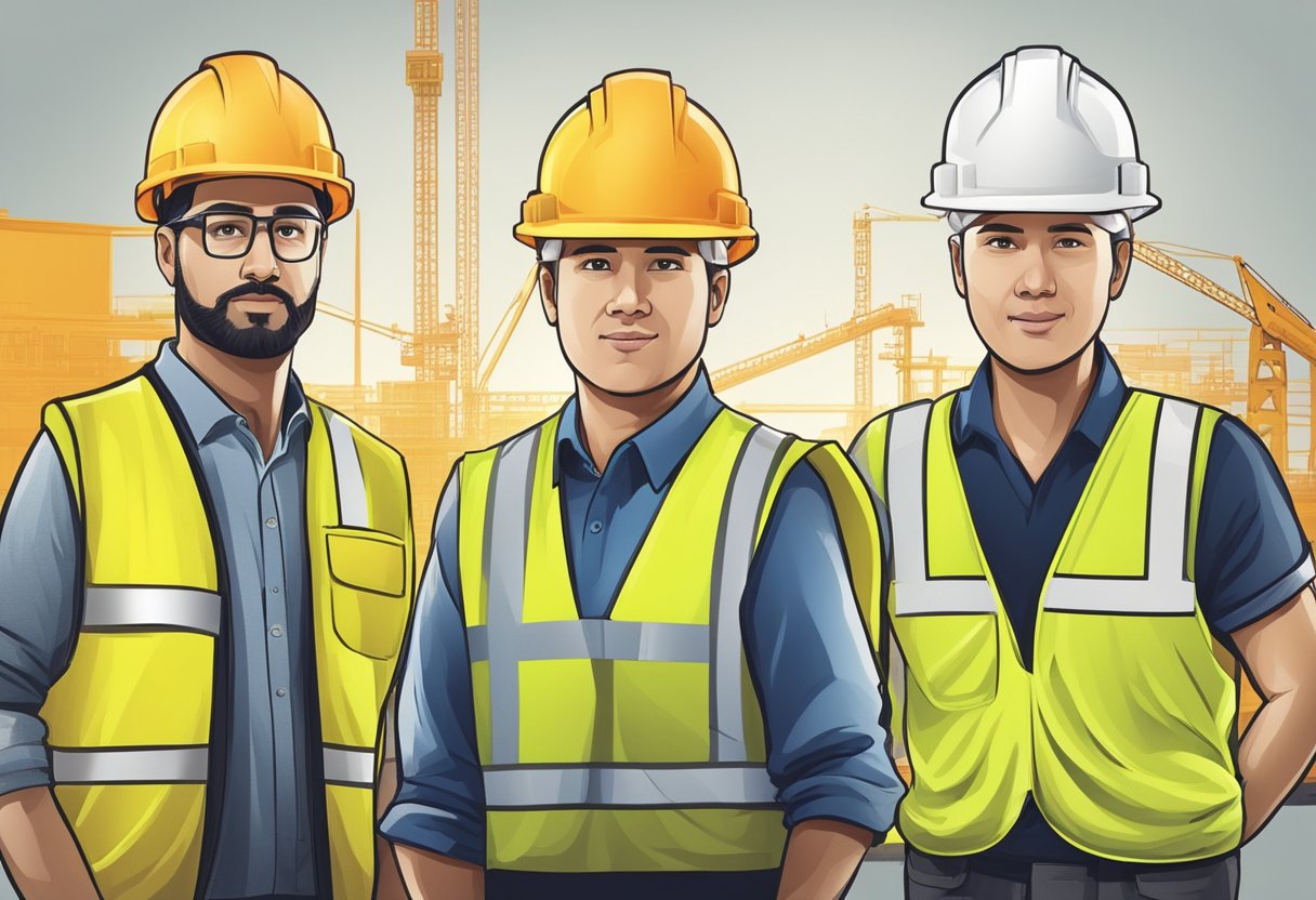 Three man wearing safety design shirt