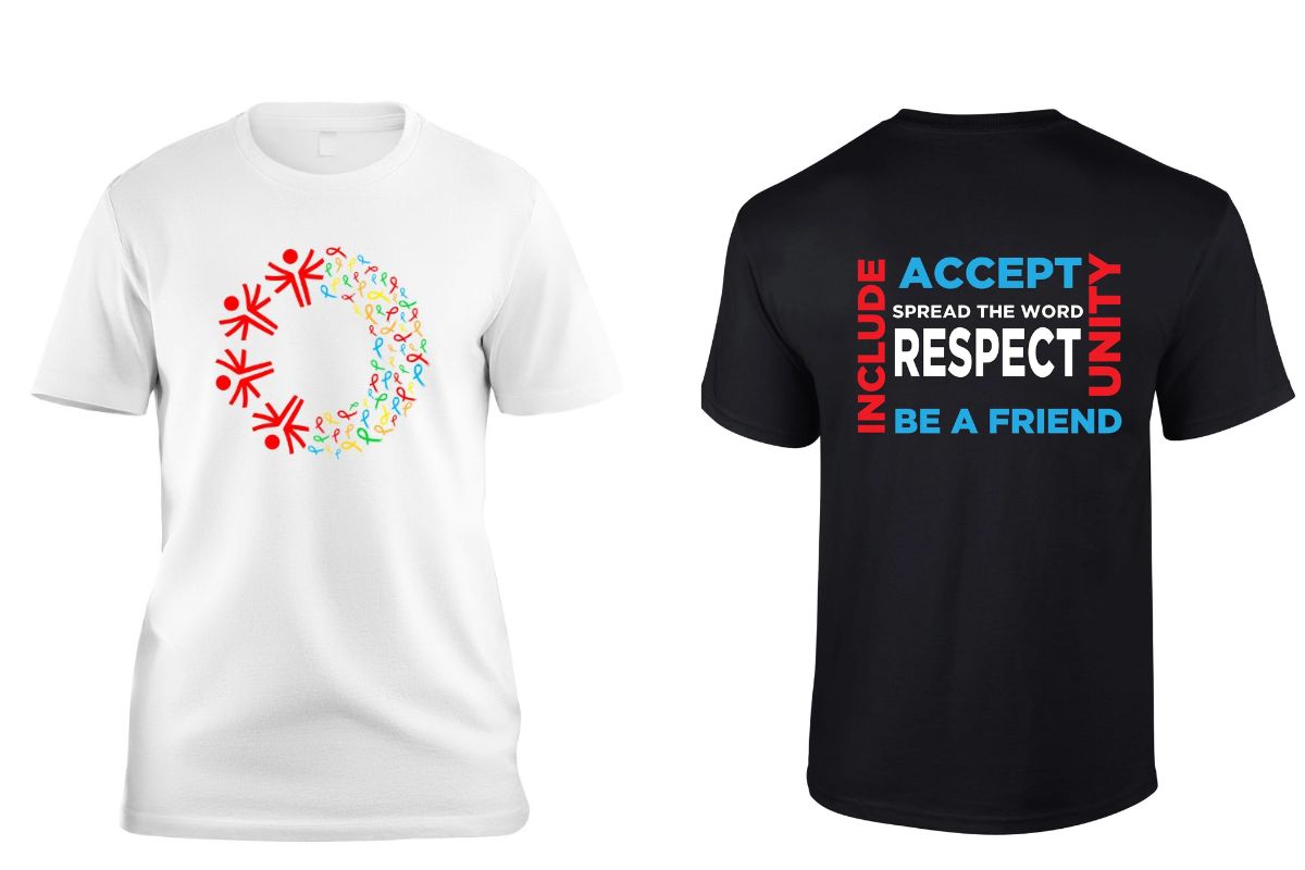 Two special olympic t shirt design in the image.
