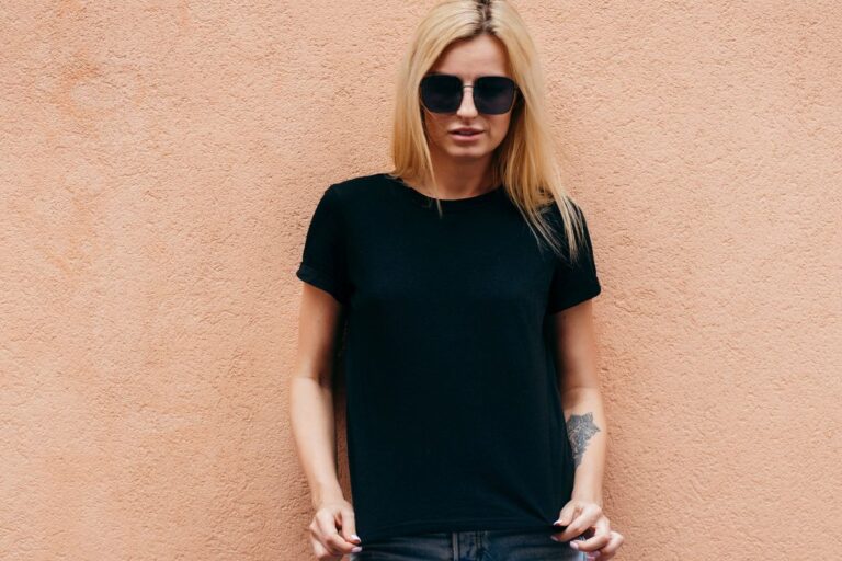 Woman showcasing soft style t shirt