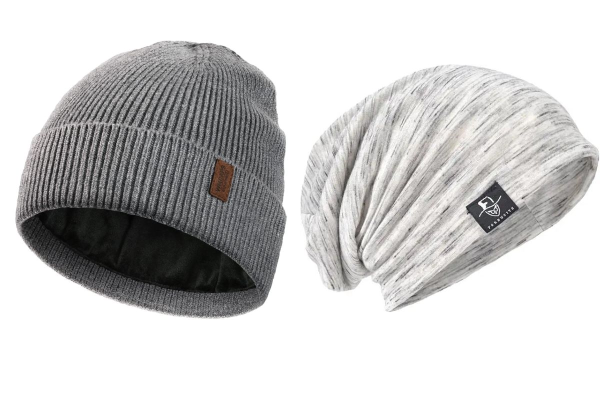 Woolen beanie for the summer on the left side and for summer a soft and thin beanie on right side