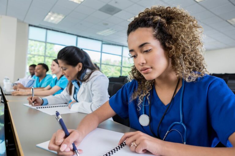 A nurse using a gifted pen