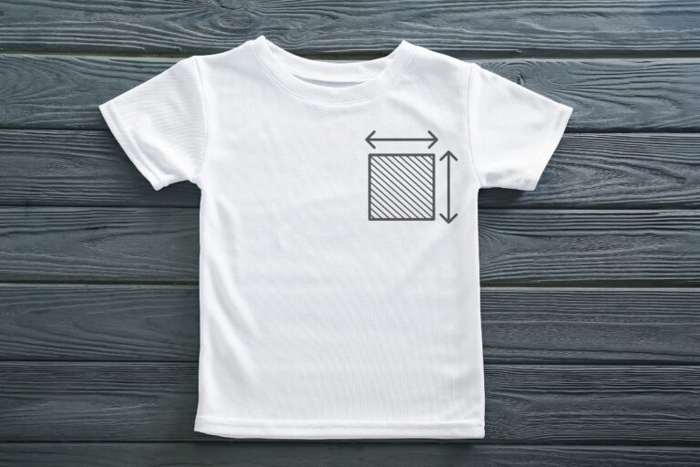 Average Sized logo on the left hand side of a tshirt
