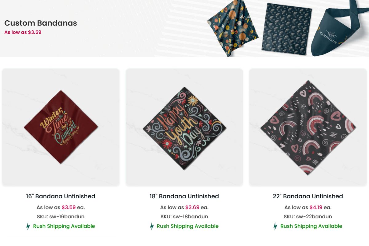 A collection of custom bandana to buy online
