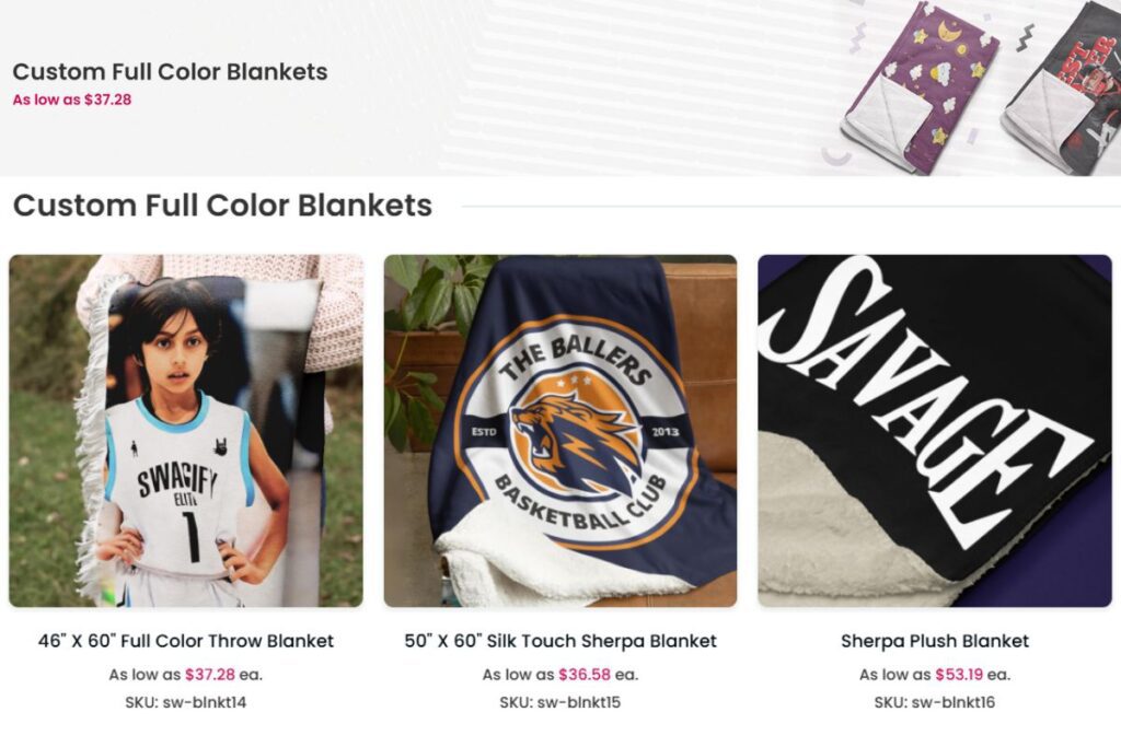 A collection of custom blankets shown in the image