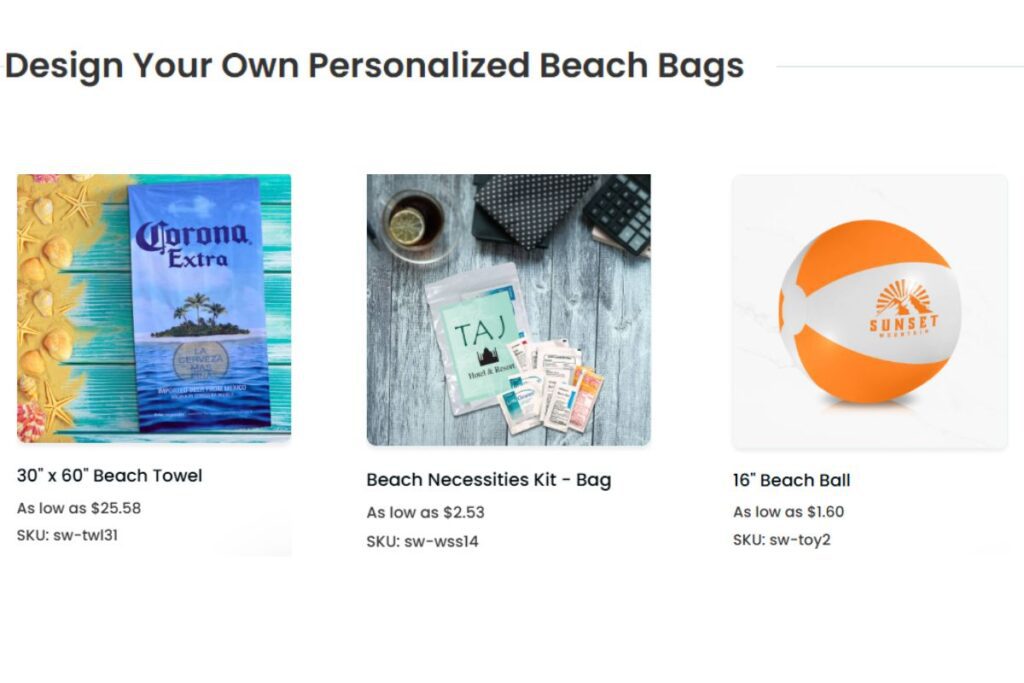 A collection of different beach items shown in the image