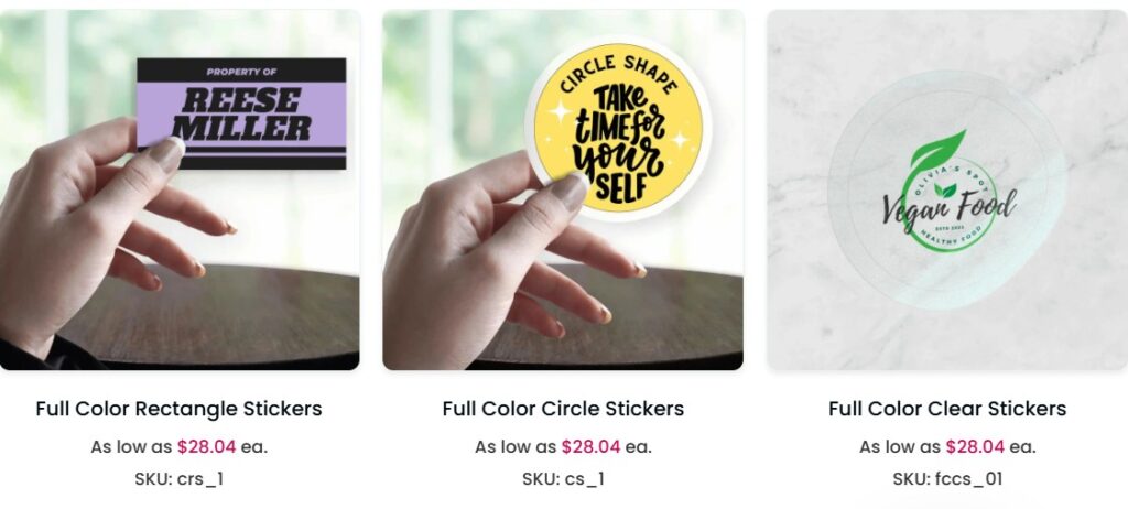 A collection of different types of stickers to buy online.