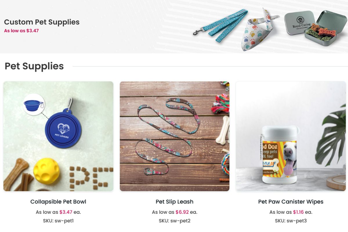 A collection of pet supplies is shown in the image.